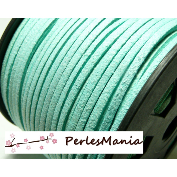 cordon en suédine aspect daim 3mm Bleu ciel et vert pastel