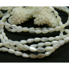 Perles nacre forme Goutte 5 par 3mm coloris Blanc