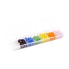 Boite  plastique avec 7 compartiments d'environ 910 Perles Rondelles Verre Facettée 4 par 3mm Multicolores