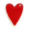 Sequins résine style émaillés Cœur Rouge 29mm sur une base en métal Doré