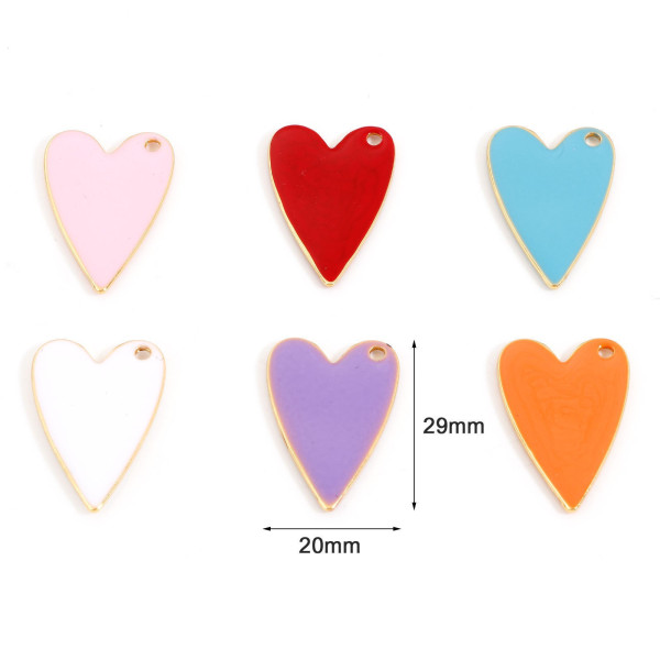 Pendentifs, Sequins résine style émaillés Cœur Blanc 29mm, sur une base en métal Doré