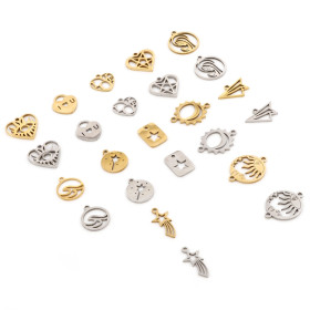 Pendentif LOVE dans Coeur 12mm en Acier Inoxydable finition 18KT