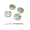 Pendentifs breloque Médaillon Rond Oiseau métal finition Argent Antique