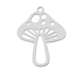 Pendentifs Champignon 25mm en Acier Inoxydable finition 304 finition Argent Platine
