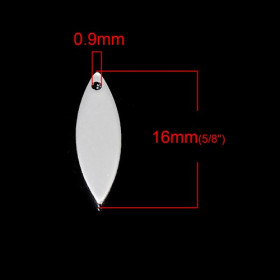 Sequins médaillons NAVETTES FINES en metal couleur ARGENT VIF 16 par 5mm