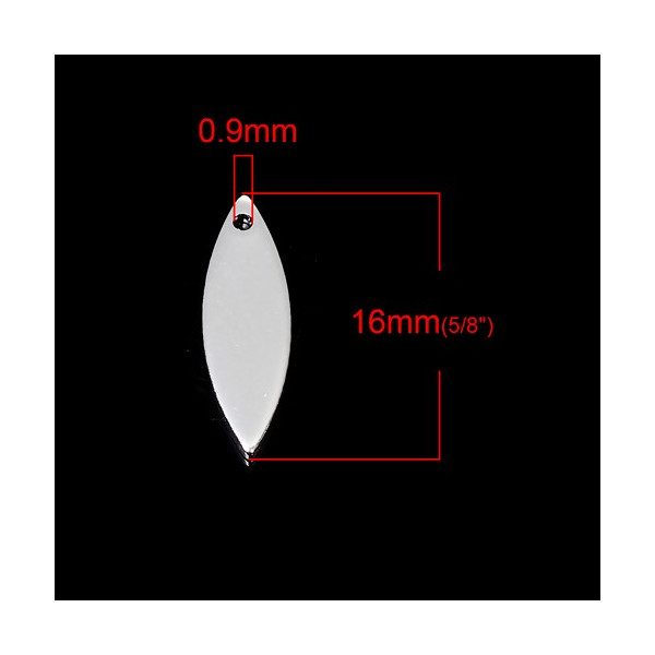 Sequins médaillons NAVETTES FINES en metal couleur ARGENT VIF 16 par 5mm
