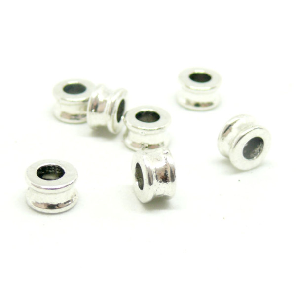 Perles intercalaires, Rondelles forme Osselet 6mm, métal couleur Argent Platine