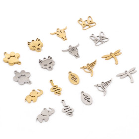 Pendentif Serpent 14,5mm en Acier Inoxydable finition Argent Platine