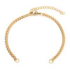 Bracelet Réglable avec accroche,  maille Gourmette 3.5mm Acier Inoxydable 304 finition Doré