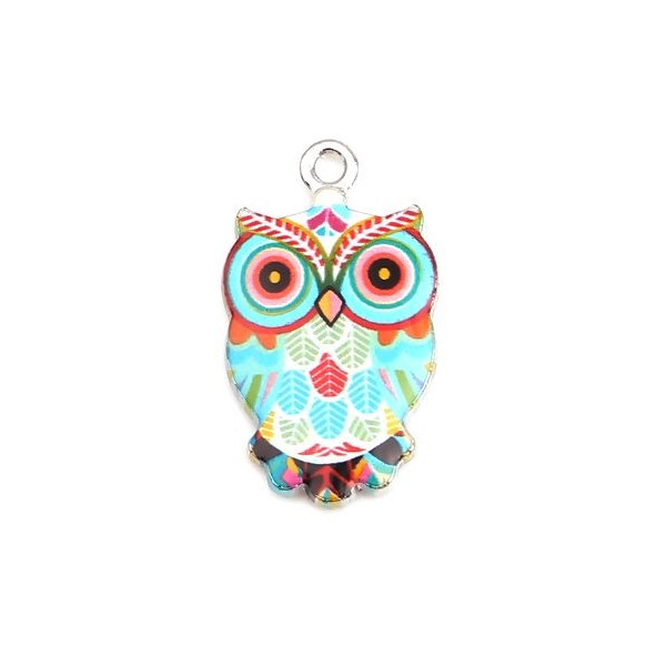Pendentifs breloques Chouette, Hibou Emaillé 23 mm métal Argenté