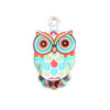 Pendentifs breloques Chouette, Hibou Emaillé 23 mm métal Argenté