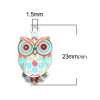 Pendentifs breloques Chouette, Hibou Emaillé 23 mm métal Argenté