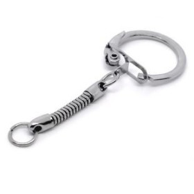 PORTE-CLES, PORTE-CLEFS 6cm métal couleur CHROME AVEC CHAÎNETTE