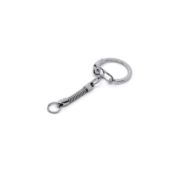 PORTE-CLES, PORTE-CLEFS 6cm métal couleur CHROME AVEC CHAÎNETTE