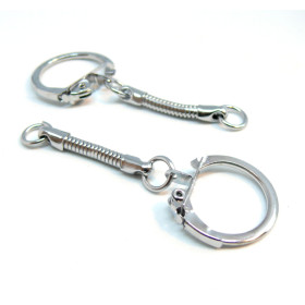 PORTE-CLES, PORTE-CLEFS 6cm métal couleur CHROME AVEC CHAÎNETTE