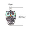 Pendentifs breloques Chouette, Hibou Émaillé 23 mm métal Argenté