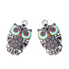 Pendentifs breloques Chouette, Hibou Émaillé 23 mm métal Argenté