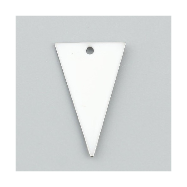 Sequins résine style émaillés Triangle Blanc 22 par 13mm sur une base en métal Argenté