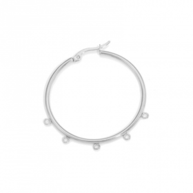 Boucles d'oreille Créoles 40mm avec 5 Anneaux à décorer en Acier Inoxydable  304 coloris Argenté Rhodié