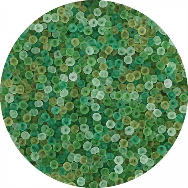 Sachet d'environ 220 Perles de rocaille en verre VERT effet Givre 10gr
