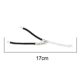 Bracelets Intercalaire cordon Nylon avec chaine de confort Laiton  finition Argenté Coloris Noir