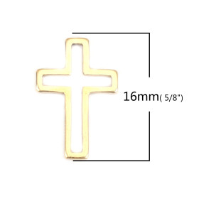 Pendentifs Croix 16mm en Acier Inoxydable 304 finition Doré