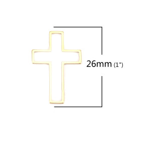 Pendentifs Croix 26mm en Acier Inoxydable 304 finition Doré
