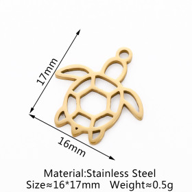 Pendentif Tortue style Origami 16mm en Acier Inoxydable 304 finition 18KT