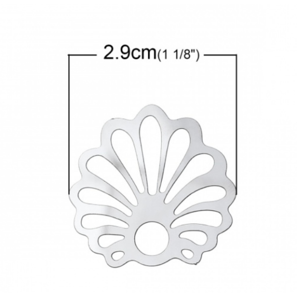 Connecteurs Estampes Coquille Saint Jacques 30mm en Acier Inoxydable 304 finition Argenté