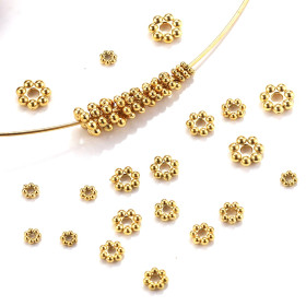 Perles Intercalaires rondelles travaillées 3mm en Acier Inoxydable 304 - finition OR 18KT