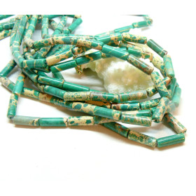 Perles Tube 15  mm Jaspe Impérial Teintée