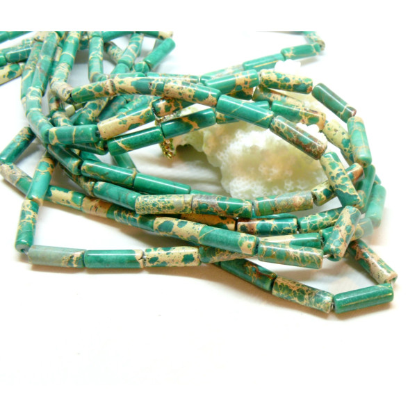 Perles Tube 15  mm Jaspe Impérial Teintée