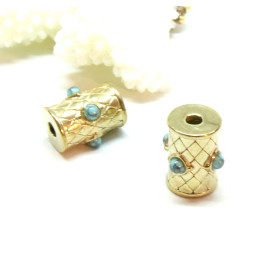 Perle intercalaire Tube Hexagonale BOHO 15.5 par 13.5mm Acier Inoxydable 304
