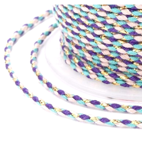 Cordon tressé et fil métallisé doré 1.5mm coloris C07