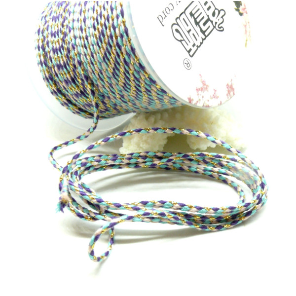 Cordon tressé et fil métallisé doré 1.5mm coloris C07