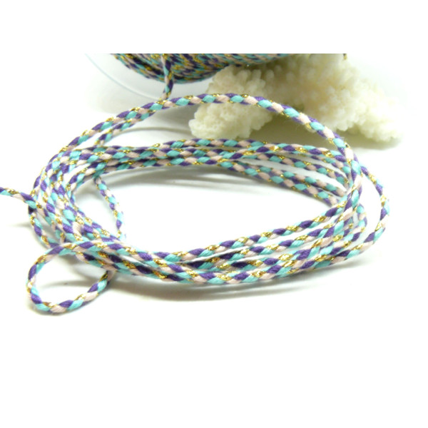 Cordon tressé et fil métallisé doré 1.5mm coloris C07