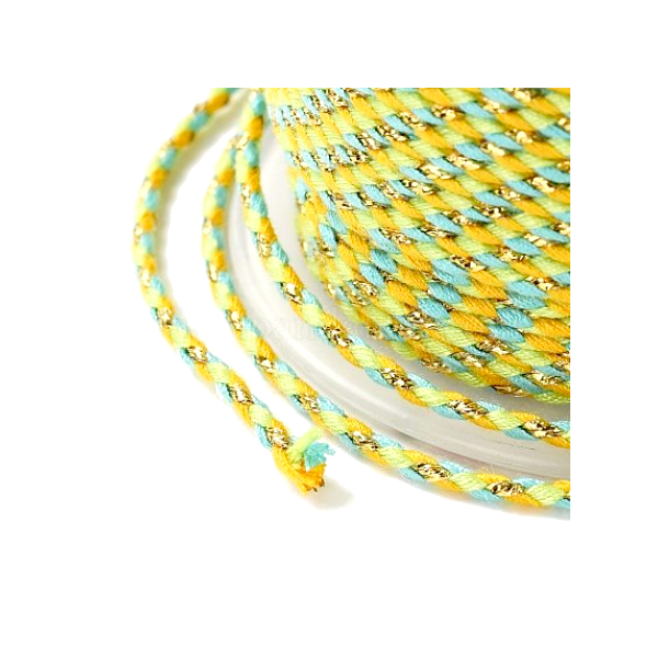 Cordon tressé et fil métallisé doré 1.5mm coloris C10