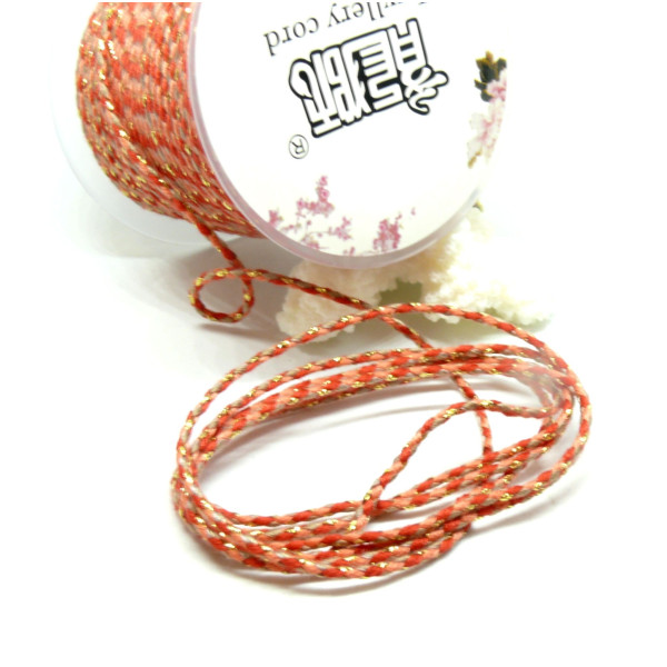 Cordon tressé et fil métallisé doré 1.5mm coloris C04