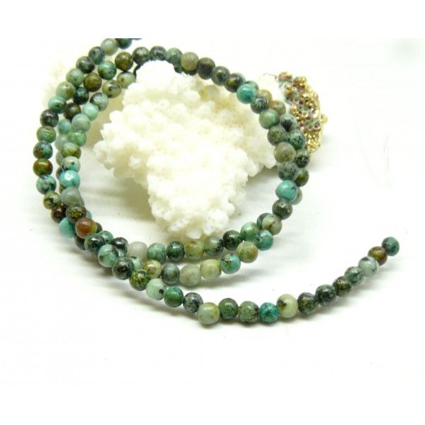 Perles de Turquoise Africaine rondes 3mm