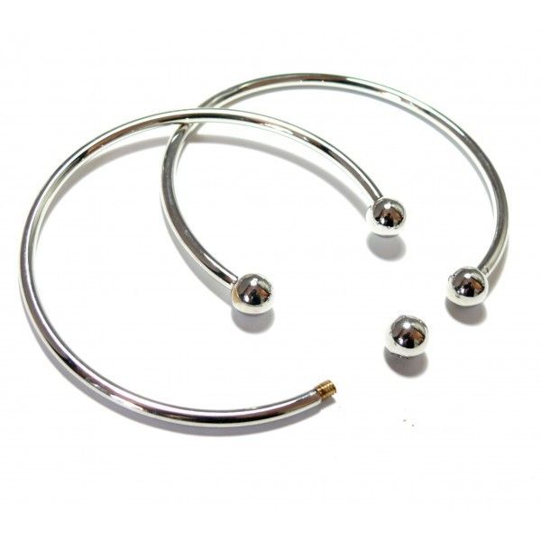Support bracelet jonc avec perles à Vis cuivre couleur Argent Platine