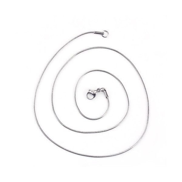 Colliers 45 cm - maille serpent 0.9 mm - en Acier Inoxydable 304