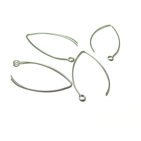 Boucles d'oreille Grand crochet 40mm, Acier Inoxydable 304 coloris Argent Platine Rhodi