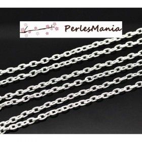 Chaîne Maille Forçat 2,8 × 3,6 mm – Métal Argent Platine