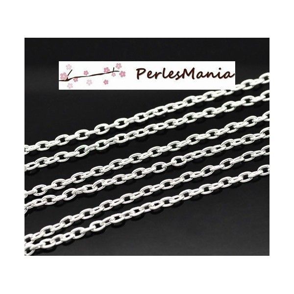 Chaîne Maille Forçat 2,8 × 3,6 mm – Métal Argent Platine