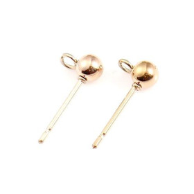 Boucles d’Oreilles Puces Bille 4mm avec Anneau – Acier Inox 316 Doré à l'or fin 18K
