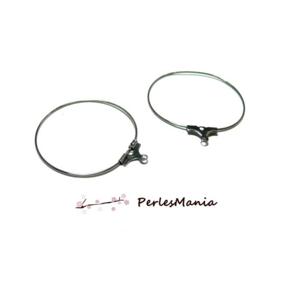 Boucles d'oreilles CREOLES Cintres 30mm laiton finition Gun Métal