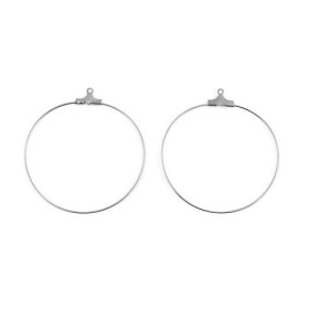 Boucles d'oreille, Créoles Cintres 35mm, Acier Inoxydable Chirurgical 316, finition Argenté