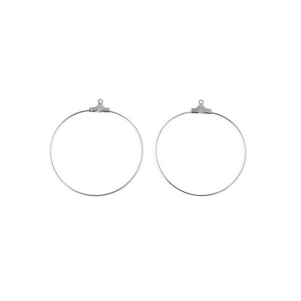 Boucles d'oreille, Créoles Cintres 35mm, Acier Inoxydable Chirurgical 316, finition Argenté