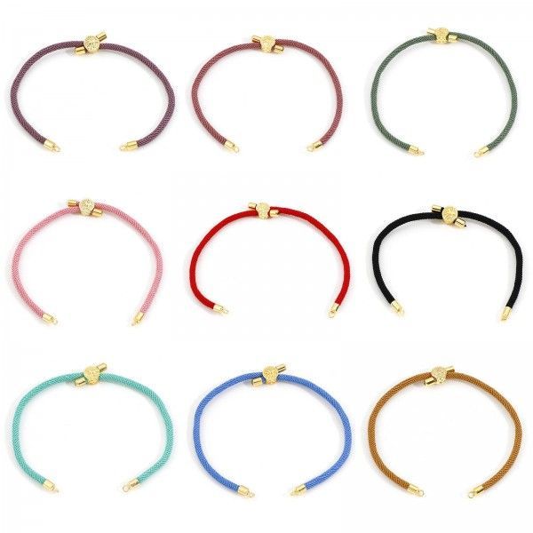 Support bracelet Intercalaire cordon Nylon ajustable avec accroche Slide Arbre Cuivre Doré Coloris Rose