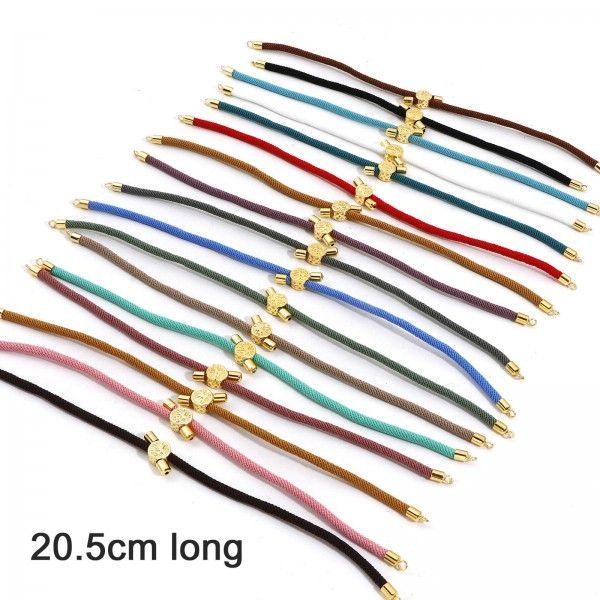 Support bracelet Intercalaire cordon Nylon ajustable avec accroche Slide Arbre Cuivre Doré Coloris Beige